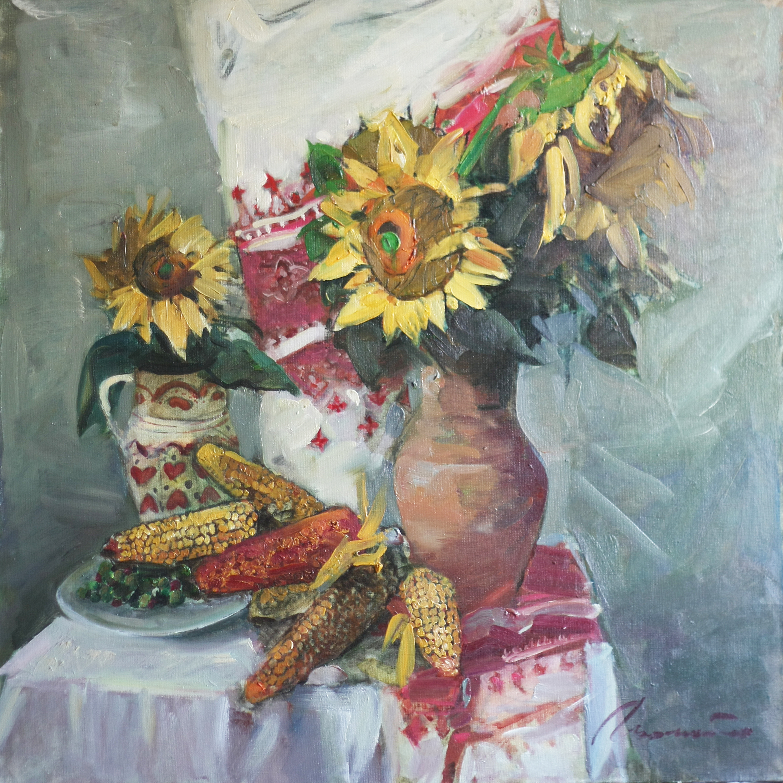 Sunflowers and corn